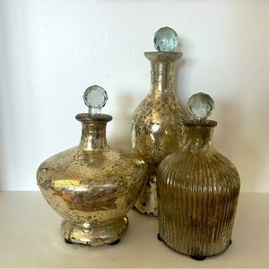 Set of 3 mercury glass vases